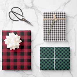 Rustieke Buffalo Plaid 3 Verschillende Patronen Inpakpapier Vel