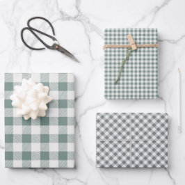 Rustieke Buffalo Plaid 3 Verschillende Patronen Inpakpapier Vel