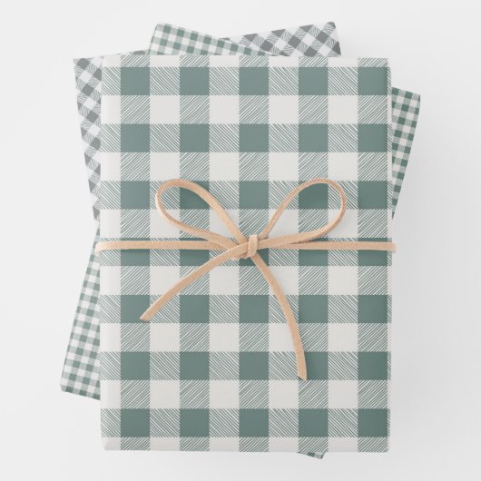 Rustieke Buffalo Plaid 3 Verschillende Patroon Inpakpapier Vel (In situ)