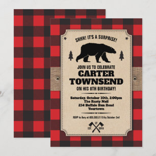 Rustieke Buffalo Plaid Beer Kraft Panel Verjaardag Kaart
