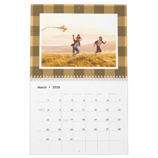Rustieke Buffalo Plaid Boerderij Familiefoto 2024 Kalender (Mar 2026)