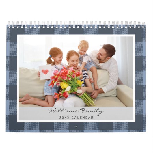 Rustieke Buffalo Plaid Boerderij Familiefoto 2024 Kalender (Hoes)
