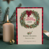 Rustieke Buffalo Plaid Boerderij Kerstkrans Feestdagenkaart