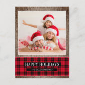 Rustieke Buffalo Plaid Bruine Jute Vakantie Foto Briefkaart (Voorkant)