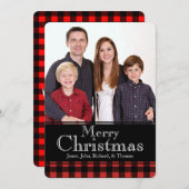 Rustieke Buffalo Plaid Deer Antlers Kerstfoto Feestdagenkaart (Voorkant / Achterkant)