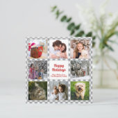 Rustieke Buffalo Plaid Familie Fotocollage Feestdagenkaart (Staand voorkant)