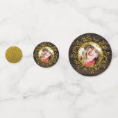 Rustieke Buffalo Plaid FOTO Goud Rood Initiaal Confetti (Achterkanten)