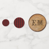 Rustieke Buffalo Plaid FOTO Goud Rood Monogram Confetti (Voorkanten)