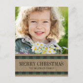 Rustieke Buffalo Plaid Groen Vrolijk Kerstfeest Fo Briefkaart (Voorkant)