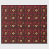 Rustieke Buffalo Plaid Hert Monogram Beginletters  Cadeaupapier (Vlak)