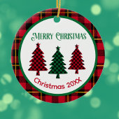 Rustieke Buffalo Plaid in Rood Groen Zwart Kerstmi Keramisch Ornament