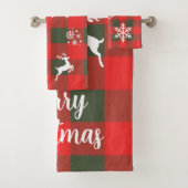 Rustieke Buffalo Plaid Kerst Handdoekenset Bad Handdoek (Insitu)