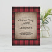 Rustieke Buffalo Plaid Linnen Kerstfeest Kaart (Staand voorkant)