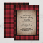 Rustieke Buffalo Plaid Linnen Kerstfeest Kaart (Voorkant / Achterkant)