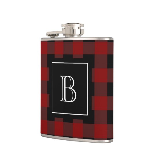 Rustieke Buffalo Plaid Lumberjack Monogram Initiaa Heupfles (Links)