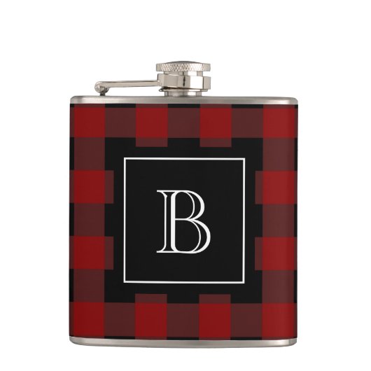 Rustieke Buffalo Plaid Lumberjack Monogram Initiaa Heupfles (Voorkant)