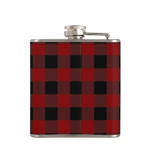 Rustieke Buffalo Plaid Lumberjack Monogram Initiaa Heupfles (Achterkant)