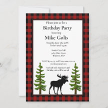 Rustieke Buffalo Plaid met Moose Verjaardag