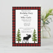 Rustieke Buffalo Plaid met Moose Verjaardag Kaart (Staand voorkant)