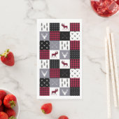 Rustieke Buffalo Plaid Patchwork Rood Wit Kerstmis Servet (Insitu)