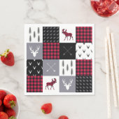 Rustieke Buffalo Plaid Patchwork Rood Wit Kerstmis Servet (Insitu)