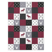 Rustieke Buffalo Plaid Patchwork Rood Wit Kerstmis Tafelkleed (Voorkant)