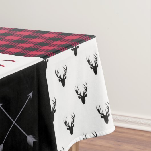 Rustieke Buffalo Plaid Patchwork Rood Wit Kerstmis Tafelkleed (Voorbeeld)