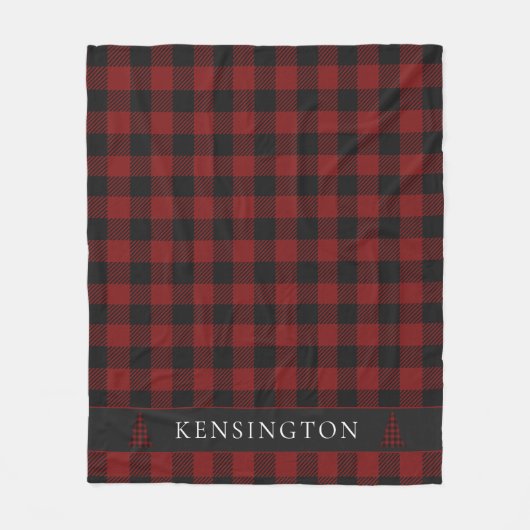 Rustieke Buffalo Plaid Pine Tree | familienaam Fleece Deken (Voorkant)