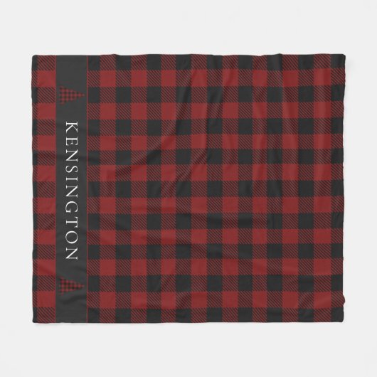 Rustieke Buffalo Plaid Pine Tree | familienaam Fleece Deken (Voorkant (Horizontaal))