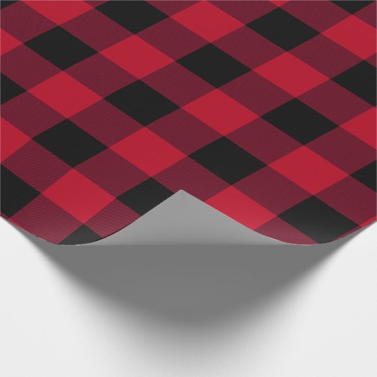Rustieke Buffalo Plaid Rood en Zwart Eenvoudig Pat Cadeaupapier (Hoek)