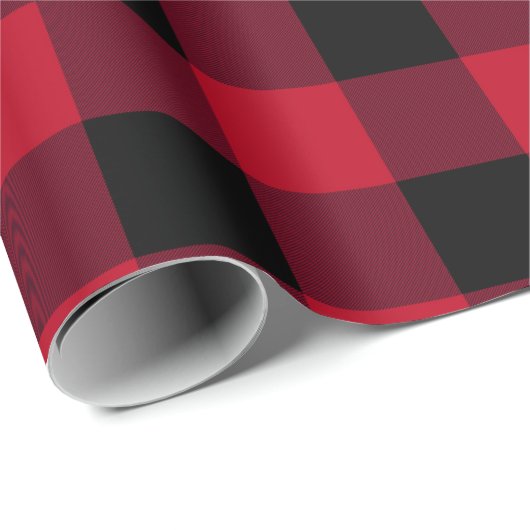 Rustieke Buffalo Plaid Rood en Zwart Eenvoudig Pat Cadeaupapier (Rol Hoek)