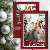 Rustieke Buffalo Plaid Rood en Zwart Foto Kerstmis Feestdagenkaart