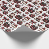 Rustieke Buffalo Plaid Rood & Zwart Kerst Decor Cadeaupapier (Hoek)