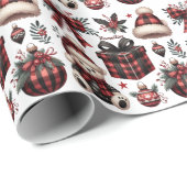 Rustieke Buffalo Plaid Rood & Zwart Kerst Decor Cadeaupapier (Rol Hoek)