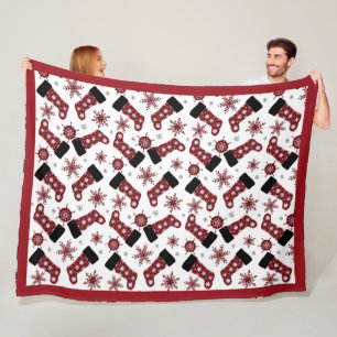 Rustieke Buffalo Plaid Stocking Snowflakes Kerstmi Fleece Deken