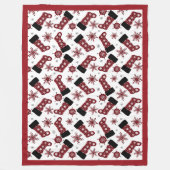 Rustieke Buffalo Plaid Stocking Snowflakes Kerstmi Fleece Deken (Voorkant)