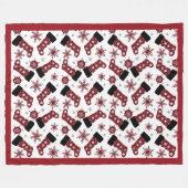 Rustieke Buffalo Plaid Stocking Snowflakes Kerstmi Fleece Deken (Voorkant (Horizontaal))