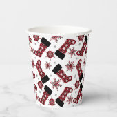 Rustieke Buffalo Plaid Stocking Snowflakes Kerstmi Papieren Bekers (Achterkant)
