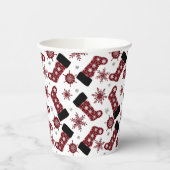 Rustieke Buffalo Plaid Stocking Snowflakes Kerstmi Papieren Bekers (Links)