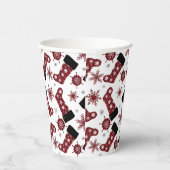 Rustieke Buffalo Plaid Stocking Snowflakes Kerstmi Papieren Bekers (Rechts)
