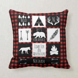 Rustieke Buffalo Plaid Wilderness Dieren & Naam Kussen