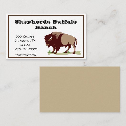Rustieke Buffalo Ranch stijl Visitekaartje (Voorkant / Achterkant)