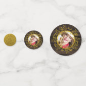 Rustieke Buffalo ruit FOTO Goud Rood Monogram Confetti (Achterkanten)