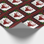 Rustieke Buffalo ruit Hertenkop Kerstmis Cadeaupapier (Hoek)