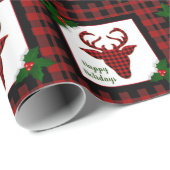 Rustieke Buffalo ruit Hertenkop Kerstmis Cadeaupapier (Rol Hoek)