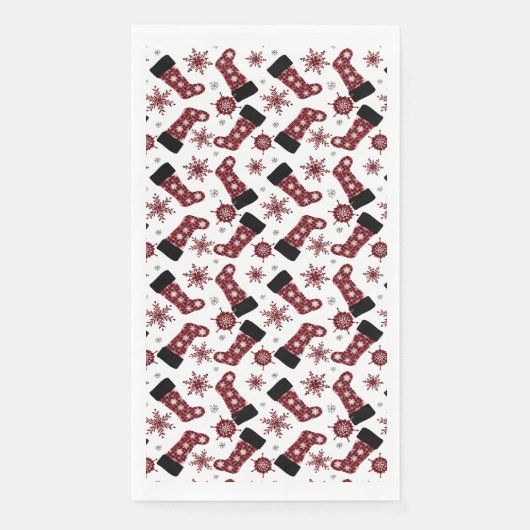 Rustieke Buffalo ruit sok Sneeuwvlokken Kerstmis Servet (Voorkant)