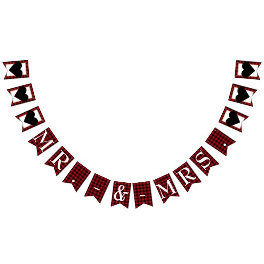 Rustieke Buffel Plaid Country Barn Mr Mrs Wedding Vlaggetjes (Alle)
