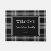 Rustieke buffel plaid welkomstmonogram vastgesteld deurmat (Voorkant)