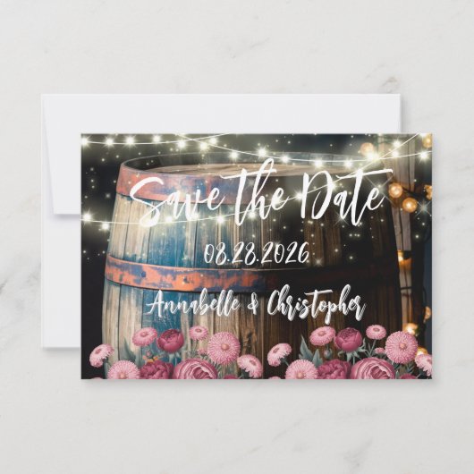 Rustieke Buiten Whiskey Vat Save The Date (Voorkant)