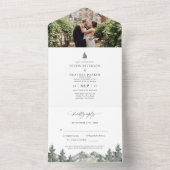 Rustieke Buitenland Berg Bos Bruiloft All In One Uitnodiging (Binnen)